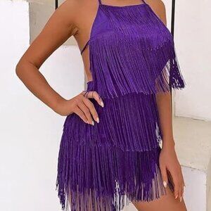 XS Purple Fringe Romper Brand New